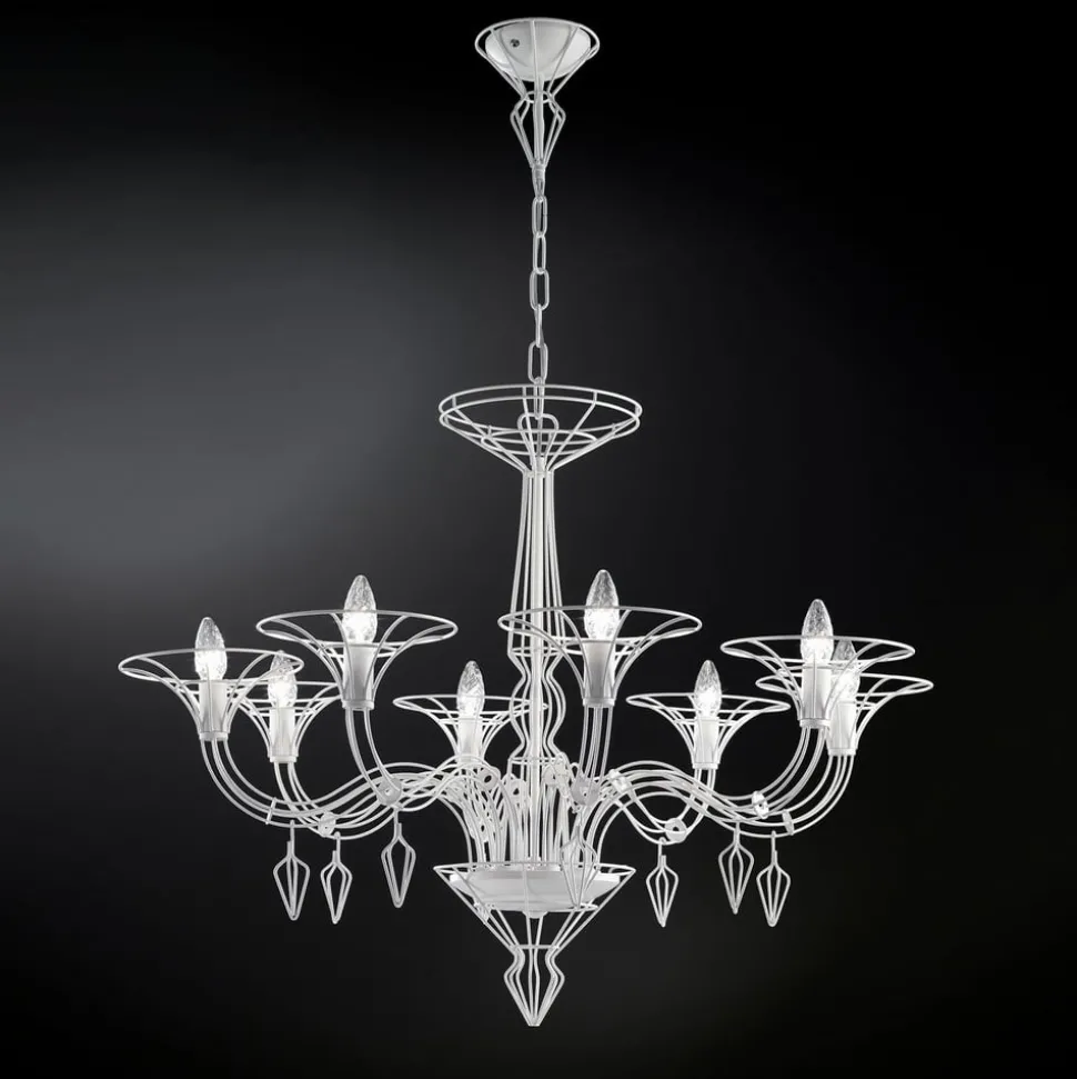 Kroonluchter Dedalo 8-lamps wit