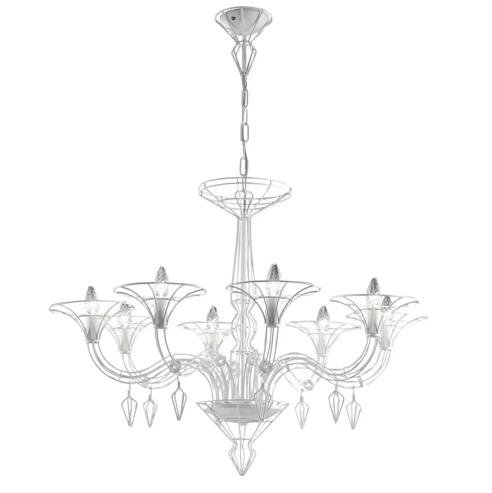 Kroonluchter Dedalo 8-lamps wit