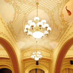 Kroonluchter Delia, messingkleurig Ø 100 cm, 16-lichts, glas