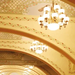 Kroonluchter Delia, messingkleurig Ø 100 cm, 16-lichts, glas