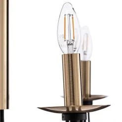 Kroonluchter Dofa, messing antiek/zwart 6-lamps