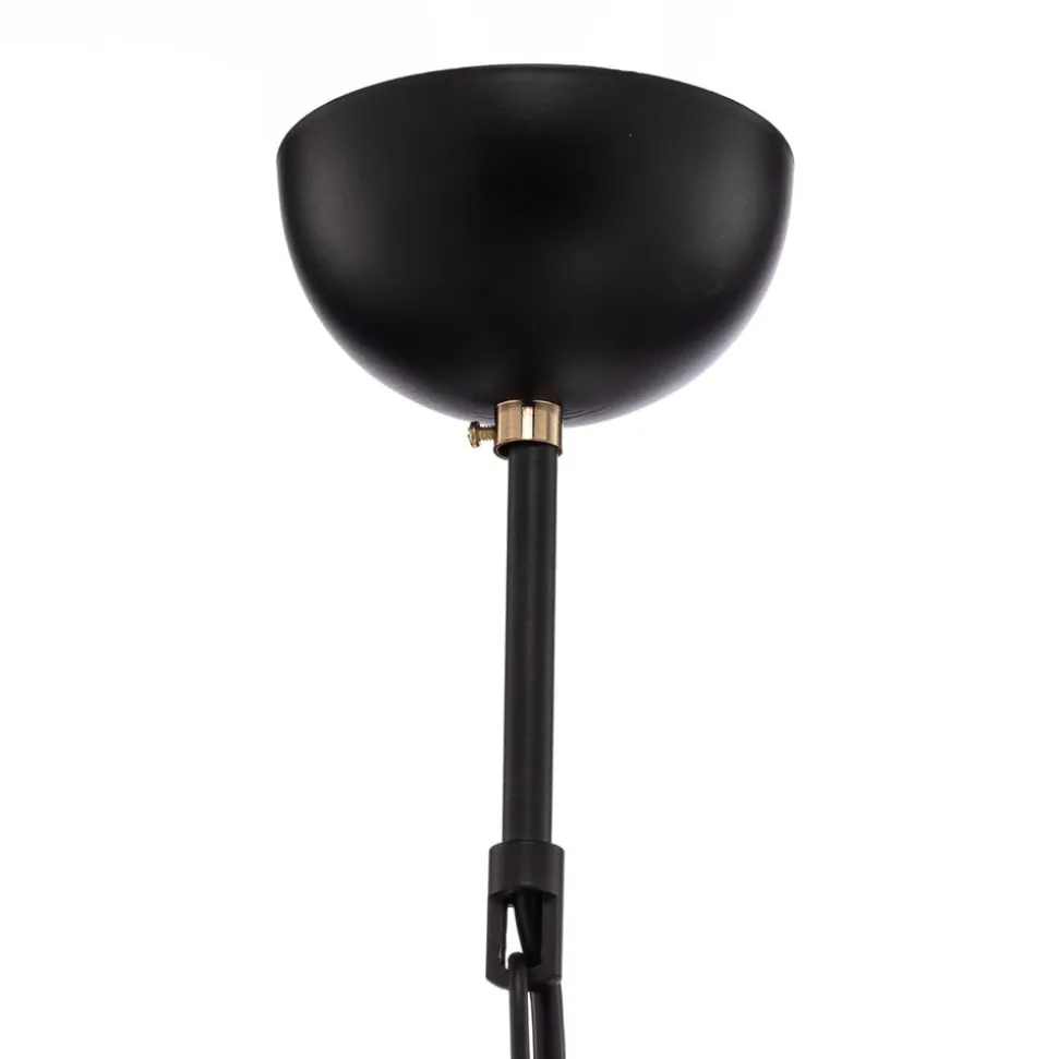 Kroonluchter Dofa, messing antiek/zwart 6-lamps