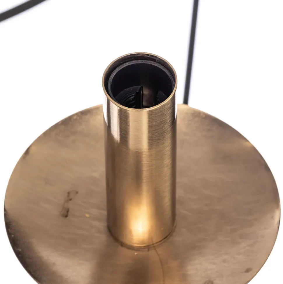 Kroonluchter Dofa, messing antiek/zwart 6-lamps