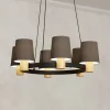 Kroonluchter Edale, 6x stoffen kap cappuccino rond
