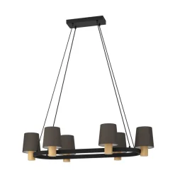 Kroonluchter Edale 6x stoffen kap cappuccino ovaal