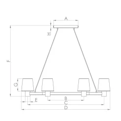 Kroonluchter Edale 6x stoffen kap cappuccino ovaal