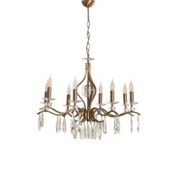 Kroonluchter Elizabeth Ø80cm metaal/kristal 8flg. antiek goud