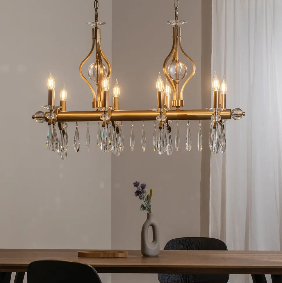 Kroonluchter Elizabeth 105x55 cm metaal/glas 8flg. antiek goud