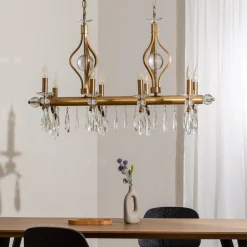 Kroonluchter Elizabeth 105x55 cm metaal/glas 8flg. antiek goud