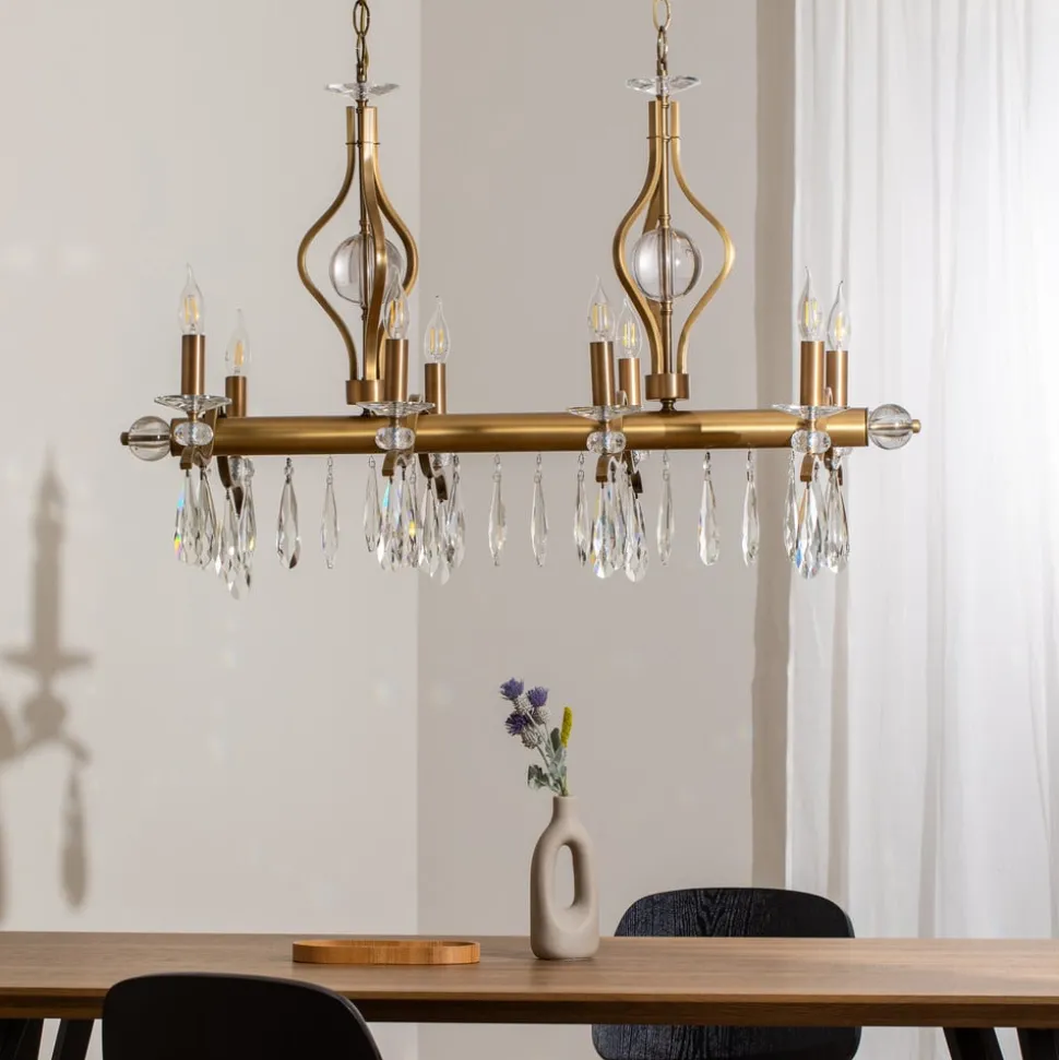 Kroonluchter Elizabeth 105x55 cm metaal/glas 8flg. antiek goud