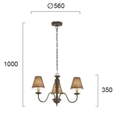 Kroonluchter Fatima, grijs, 3-lamps