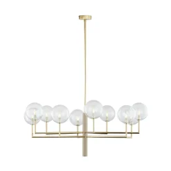 Kroonluchter Feme, goudkleurig, glas, 10-lamps, G9