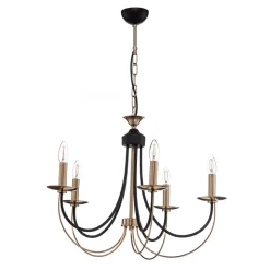 Kroonluchter Ferra, antiek messing, 5-lamps