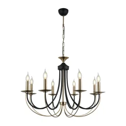 Kroonluchter Ferra, messing antiek, 8-lamps