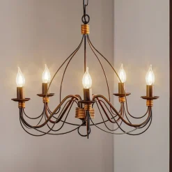 Kroonluchter Fiamma Marrone 5-lamps zonder kappen