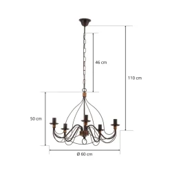 Kroonluchter Fiamma Marrone 5-lamps zonder kappen
