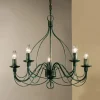 Kroonluchter Filo 5-lamps groen antiek