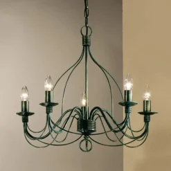 Kroonluchter Filo 5-lamps groen antiek