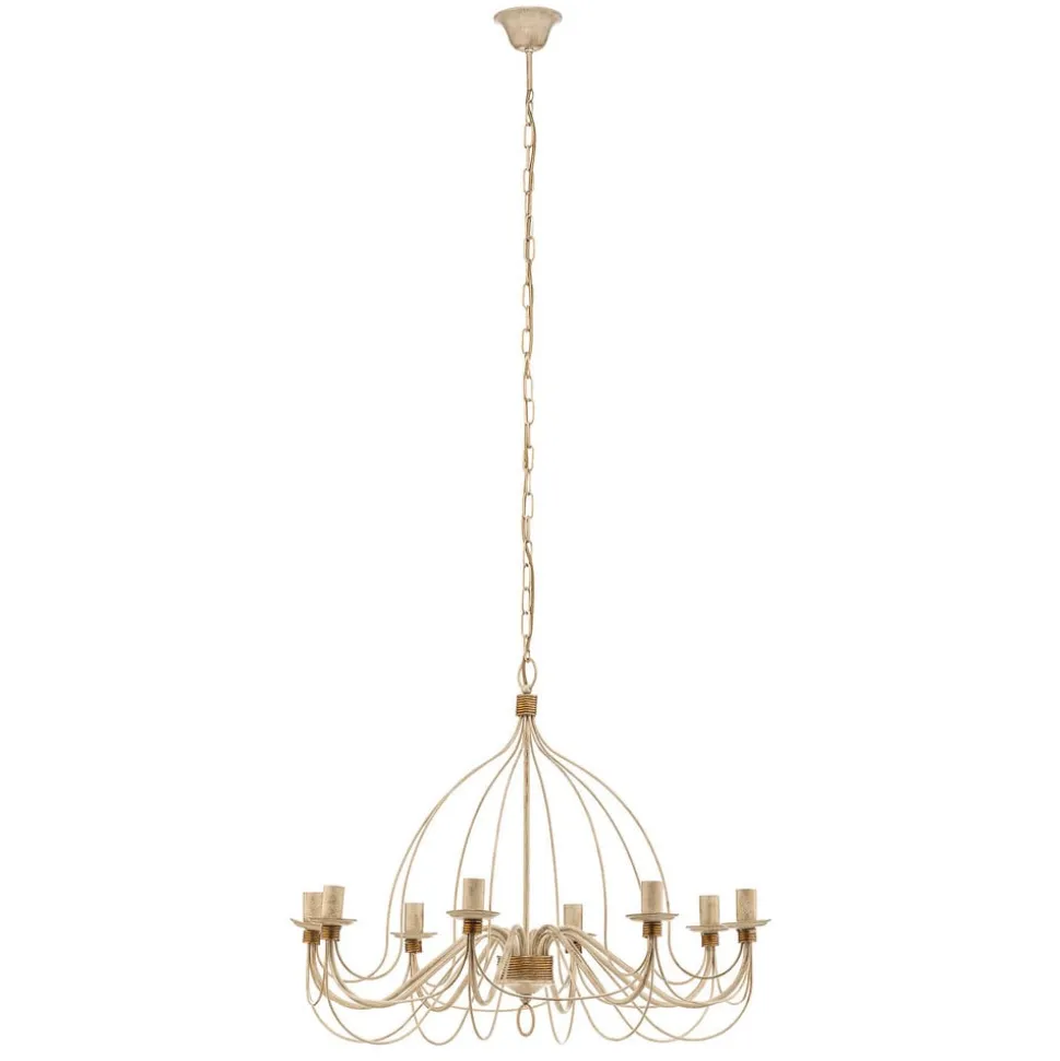 Kroonluchter FILO 8-lichts, wit-antiek