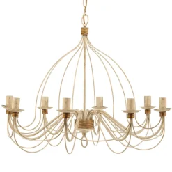 Kroonluchter FILO 8-lichts, wit-antiek