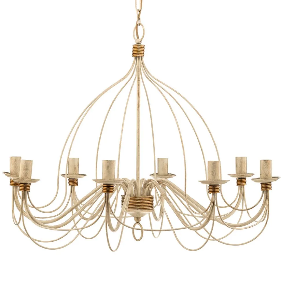 Kroonluchter FILO 8-lichts, wit-antiek