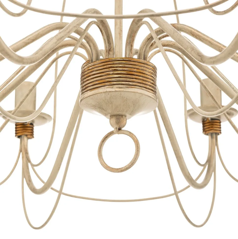 Kroonluchter FILO 8-lichts, wit-antiek