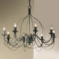 Kroonluchter FILO, 8-lichts, landhuis-bont