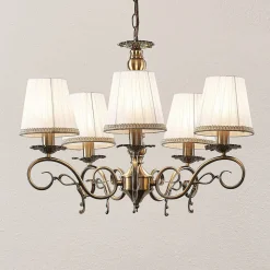 Kroonluchter Finnick, kleur antiek messing, 5-lamps, E14