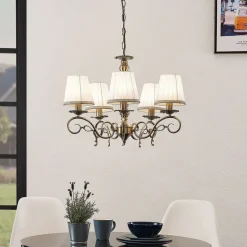 Kroonluchter Finnick, kleur antiek messing, 5-lamps, E14