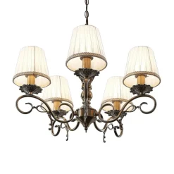Kroonluchter Finnick, kleur antiek messing, 5-lamps, E14