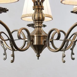 Kroonluchter Finnick, kleur antiek messing, 5-lamps, E14