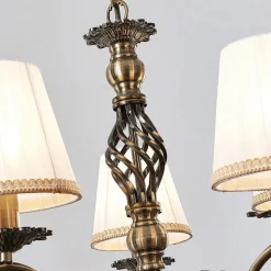 Kroonluchter Finnick, kleur antiek messing, 5-lamps, E14