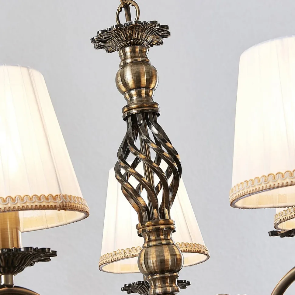 Kroonluchter Finnick, kleur antiek messing, 5-lamps, E14