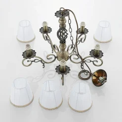 Kroonluchter Finnick, kleur antiek messing, 5-lamps, E14