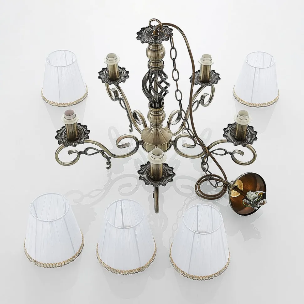 Kroonluchter Finnick, kleur antiek messing, 5-lamps, E14