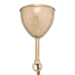 Kroonluchter Flora, drie glazen kappen, wit/messing