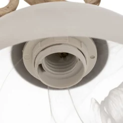 Kroonluchter Flora, drie glazen kappen, wit/messing