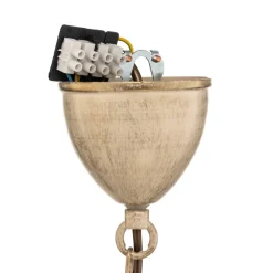 Kroonluchter Flora, drie glazen kappen, wit/messing