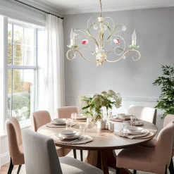 Kroonluchter Florina met bloemmotief, 3-lamps