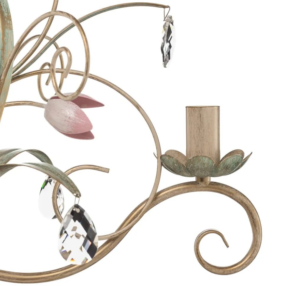 Kroonluchter Florina met bloemmotief, 3-lamps