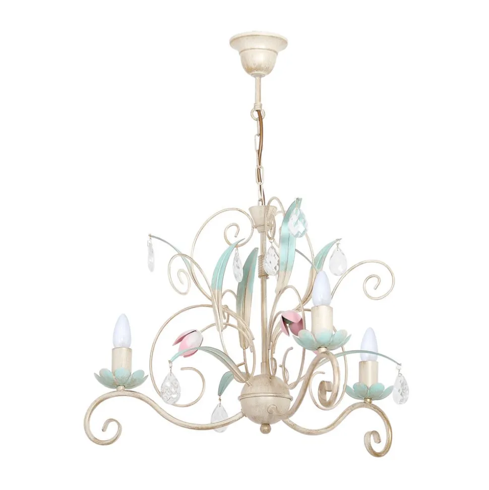 Kroonluchter Florina met bloemmotief, 3-lamps