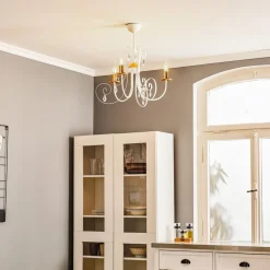 Kroonluchter Foreman 3-lamps, wit-koper