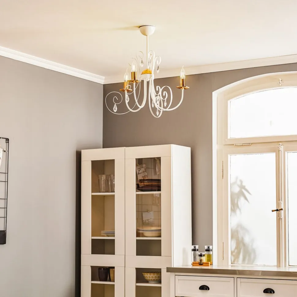 Kroonluchter Foreman 3-lamps, wit-koper