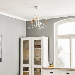 Kroonluchter Foreman 3-lamps, wit-koper