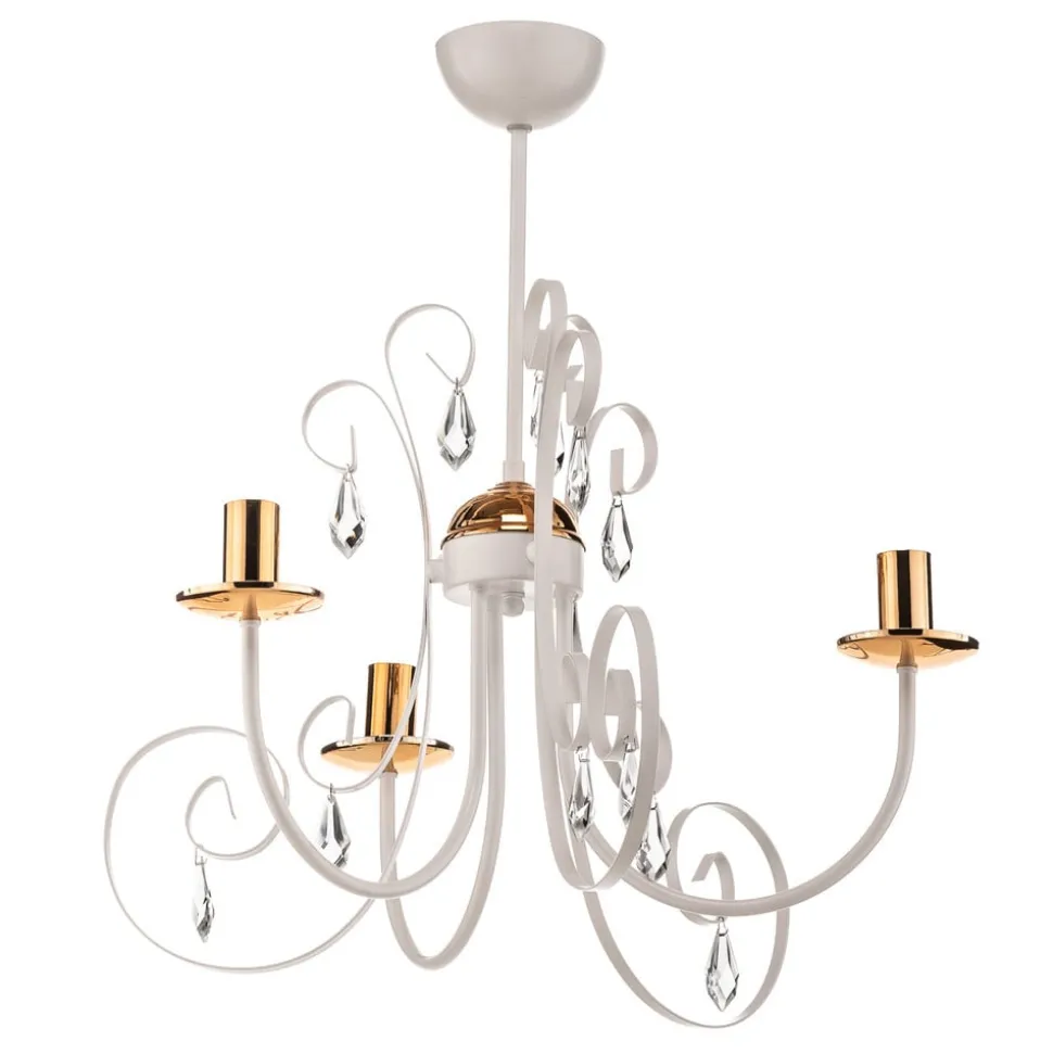 Kroonluchter Foreman 3-lamps, wit-koper