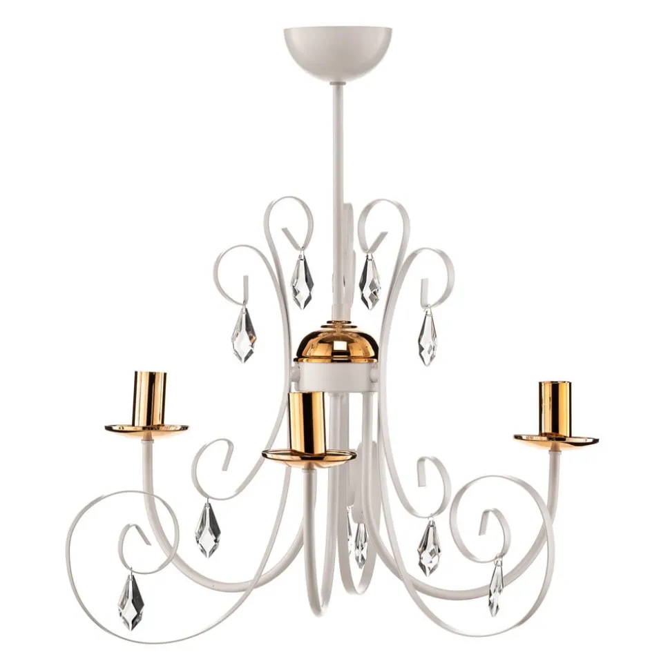 Kroonluchter Foreman 3-lamps, wit-koper