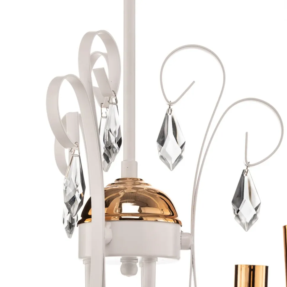 Kroonluchter Foreman 3-lamps, wit-koper