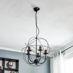 Kroonluchter Globe 5-lamps zwart