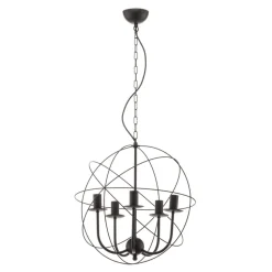 Kroonluchter Globe 5-lamps zwart