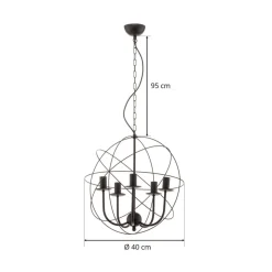 Kroonluchter Globe 5-lamps zwart
